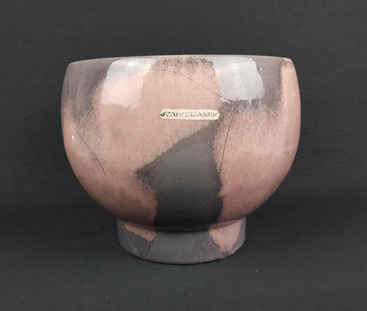 Large Vintage OTTO KERAMIK Pale Rose and Grey Flower Pot Planter West German Pottery 1980s