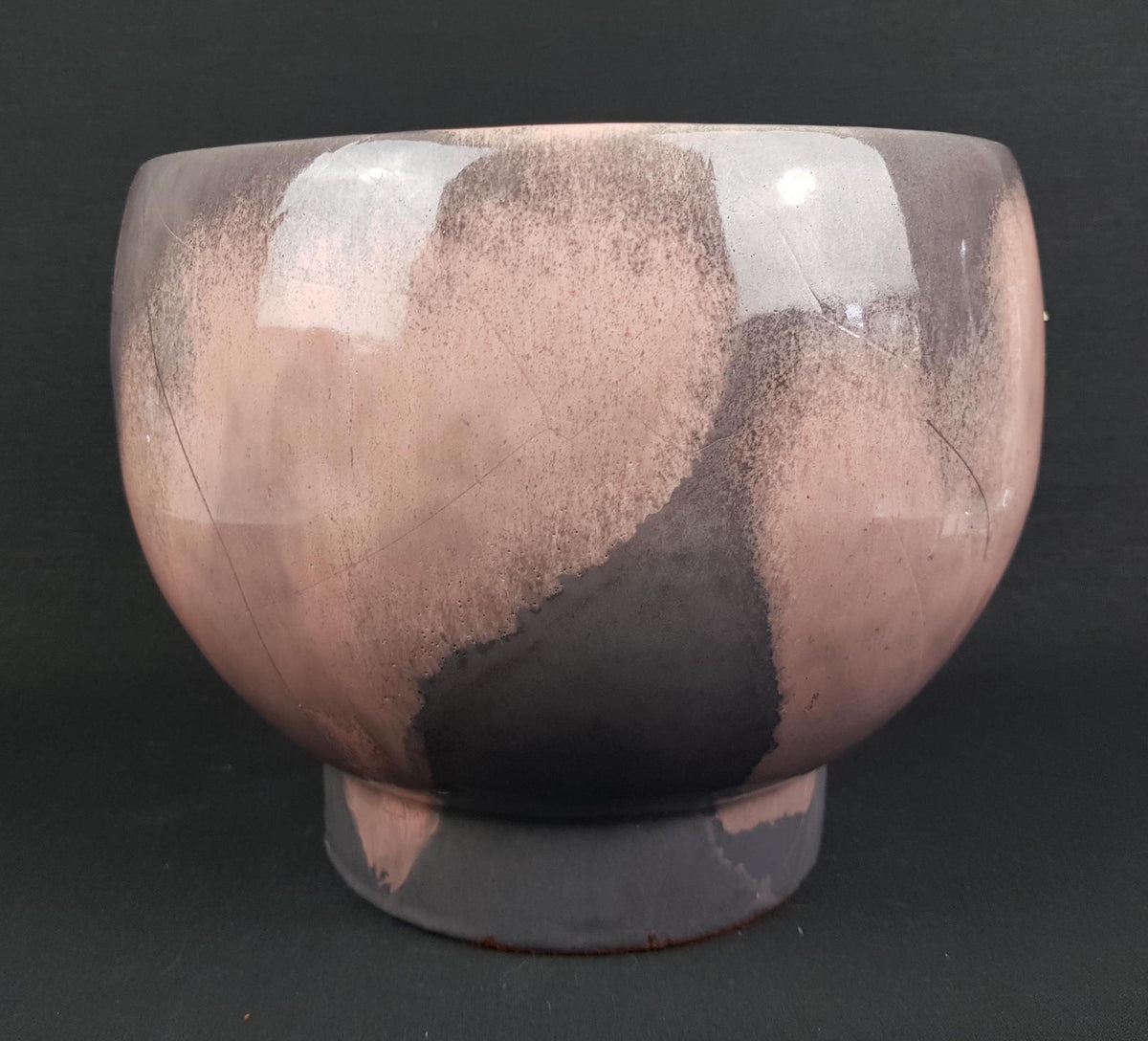 Large Vintage OTTO KERAMIK Pale Rose and Grey Flower Pot Planter West German Pottery 1980s