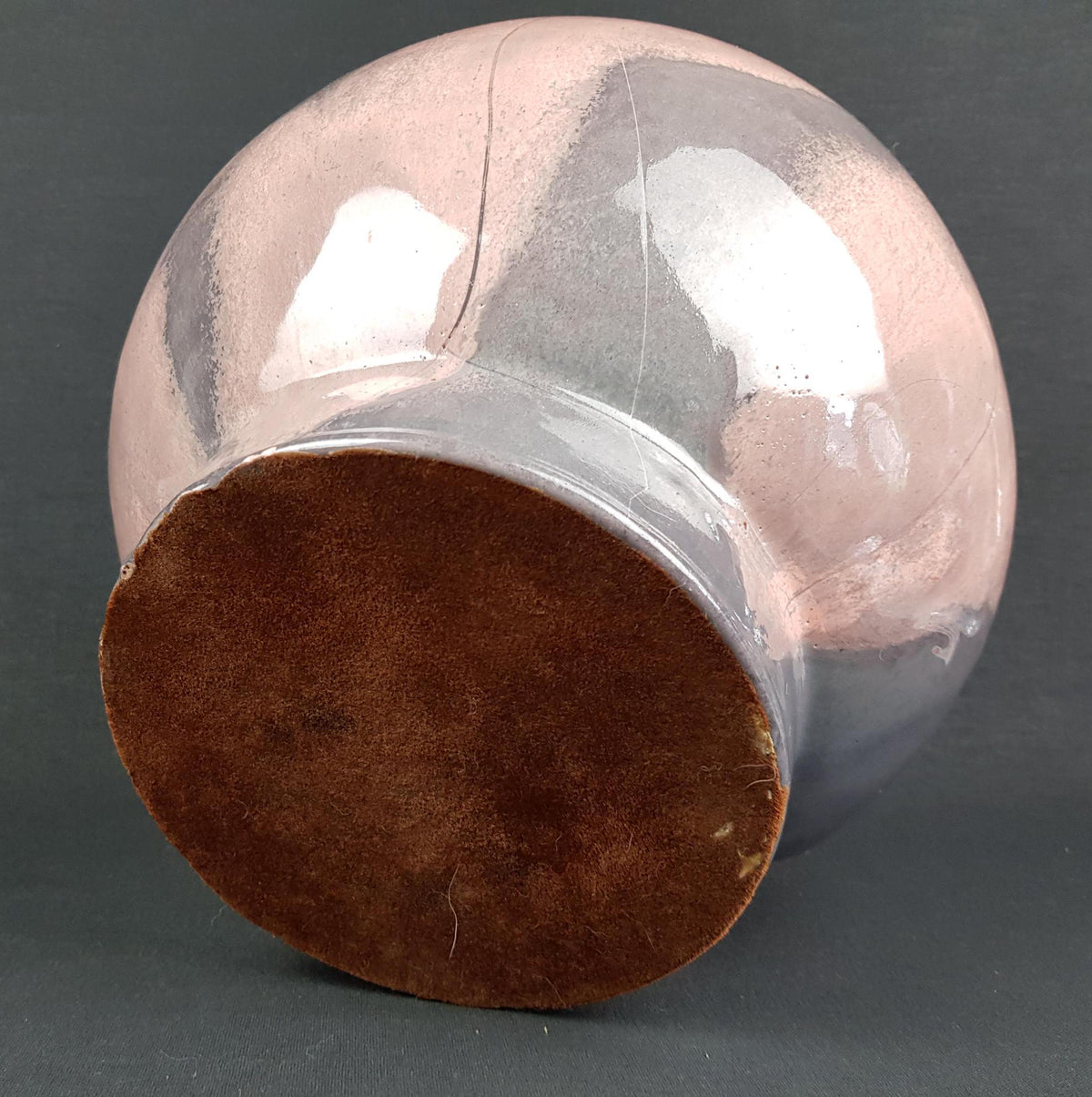 Large Vintage OTTO KERAMIK Pale Rose and Grey Flower Pot Planter West German Pottery 1980s