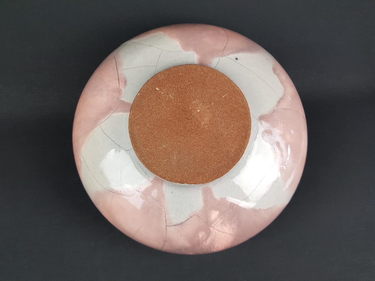Large Vintage OTTO KERAMIK Pale Rose and Grey Bowl West German Pottery 1980s