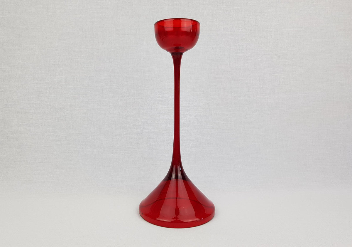Vintage WMF Ruby Red Glass Candle Holder by Cari Zalloni West Germany 1970s