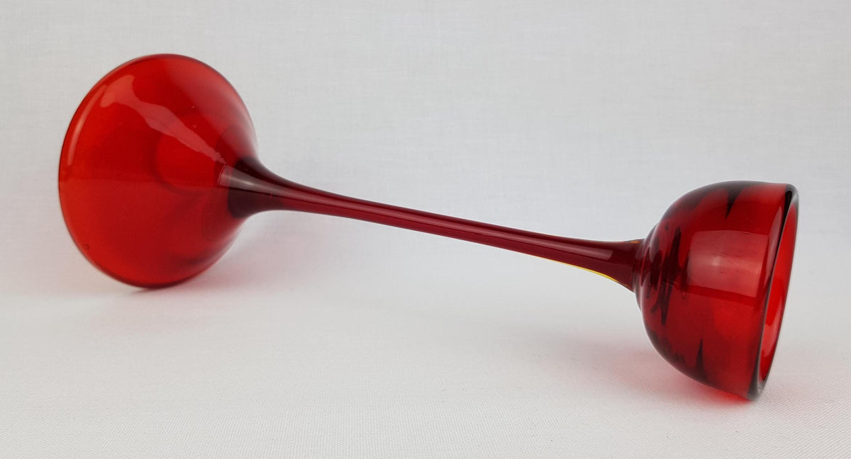 Vintage WMF Ruby Red Glass Candle Holder by Cari Zalloni West Germany 1970s