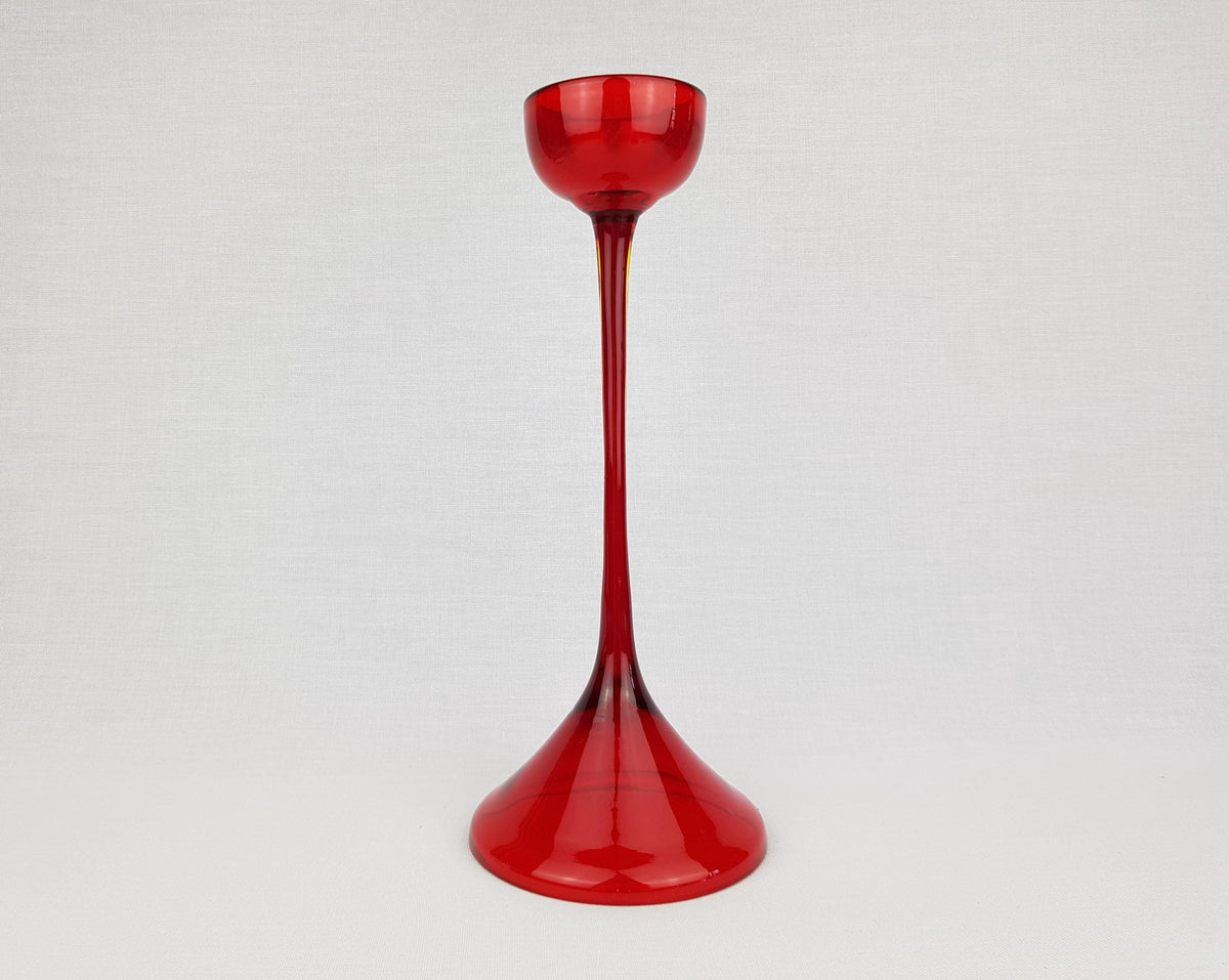 Vintage WMF Ruby Red Glass Candle Holder by Cari Zalloni West Germany 1970s