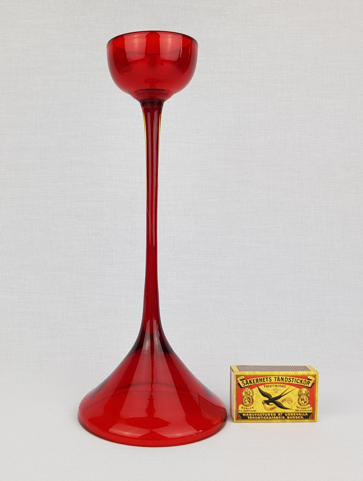 Vintage WMF Ruby Red Glass Candle Holder by Cari Zalloni West Germany 1970s