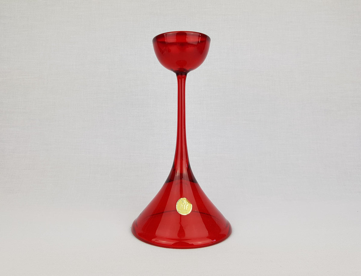 Vintage WMF Ruby Red Glass Candle Holder by Cari Zalloni West Germany 1970s
