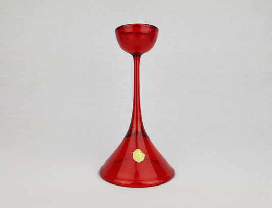 Vintage WMF Ruby Red Glass Candle Holder by Cari Zalloni West Germany 1970s