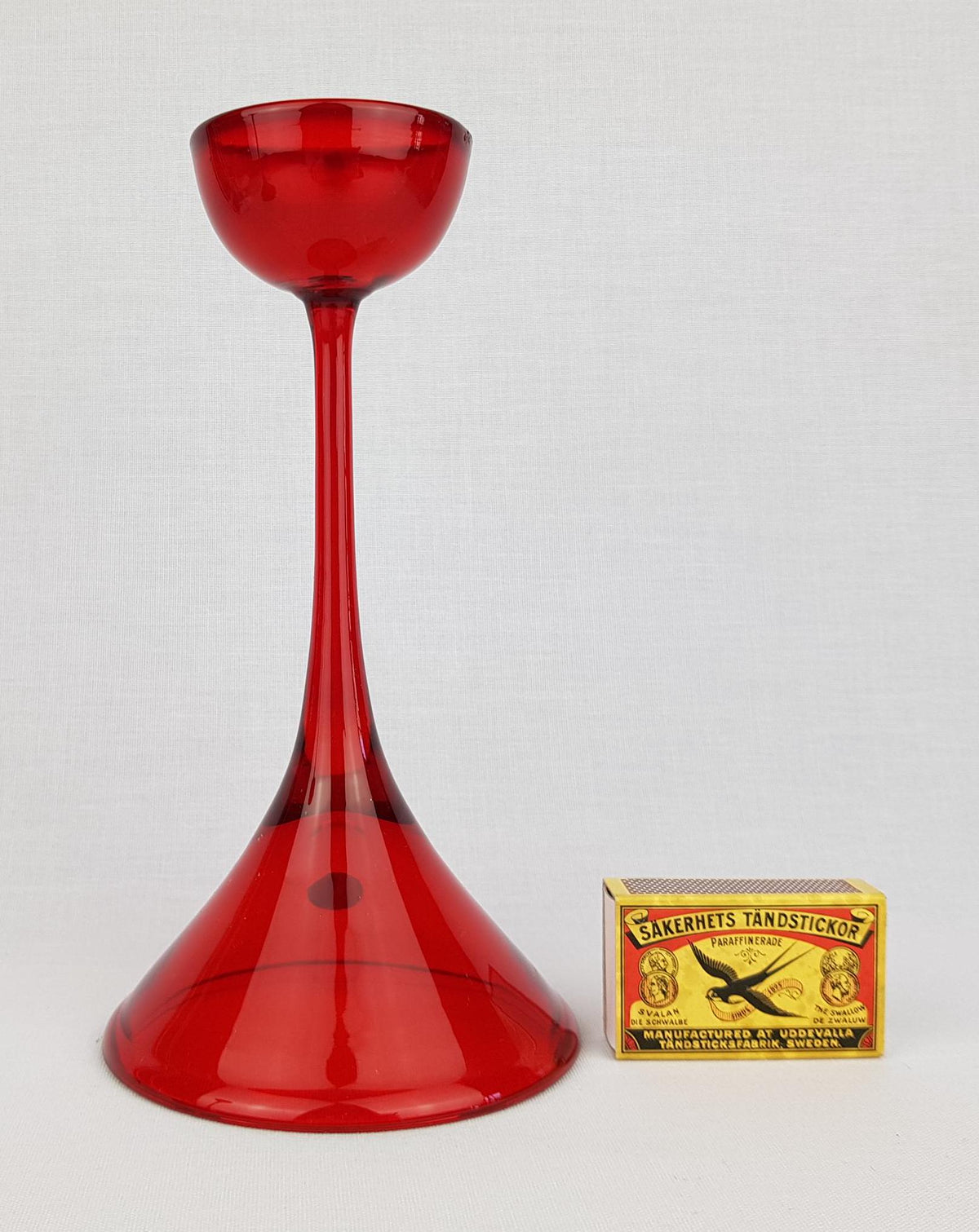Vintage WMF Ruby Red Glass Candle Holder by Cari Zalloni West Germany 1970s