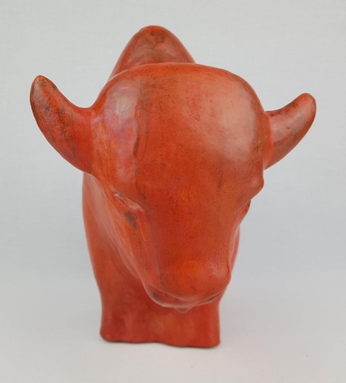 XL Vintage RUSCHA KERAMIK Bull with Vulkano decor West German Pottery 1960s by Kurt Tschörner