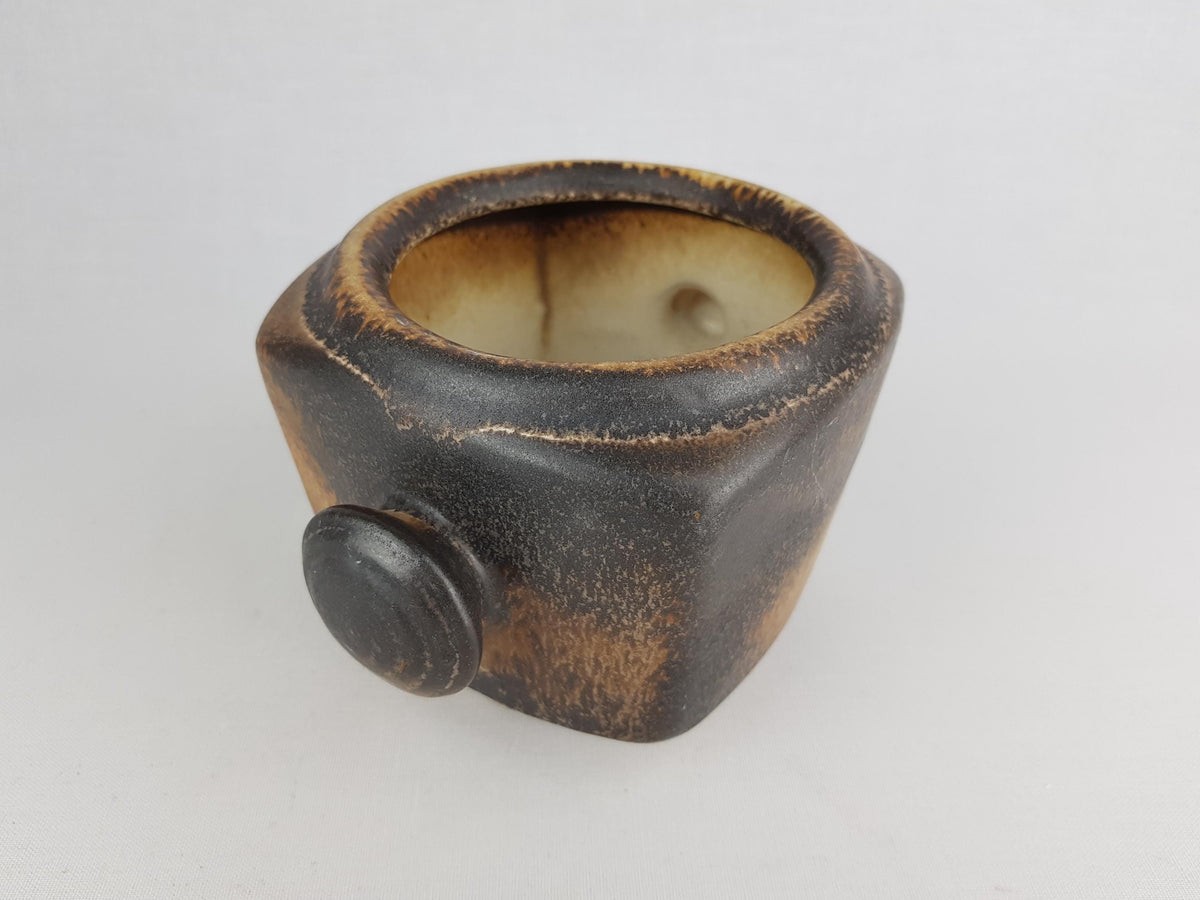 Vintage LORÉ KERAMIEK BEESEL Brown Double Knobs Planter Flower Pot B146 Dutch Pottery 1970s