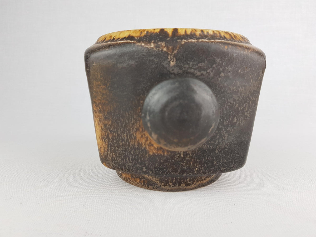 Vintage LORÉ KERAMIEK BEESEL Brown Double Knobs Planter Flower Pot B146 Dutch Pottery 1970s