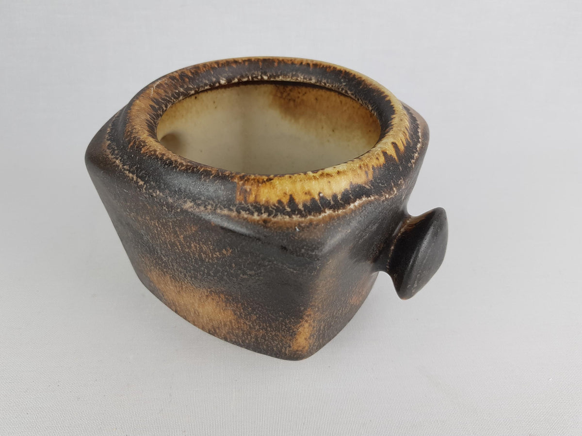 Vintage LORÉ KERAMIEK BEESEL Brown Double Knobs Planter Flower Pot B146 Dutch Pottery 1970s