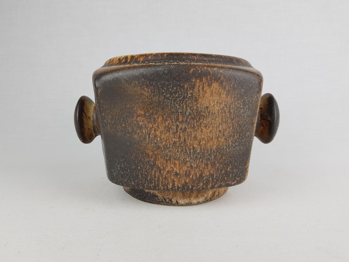 Vintage LORÉ KERAMIEK BEESEL Brown Double Knobs Planter Flower Pot B146 Dutch Pottery 1970s