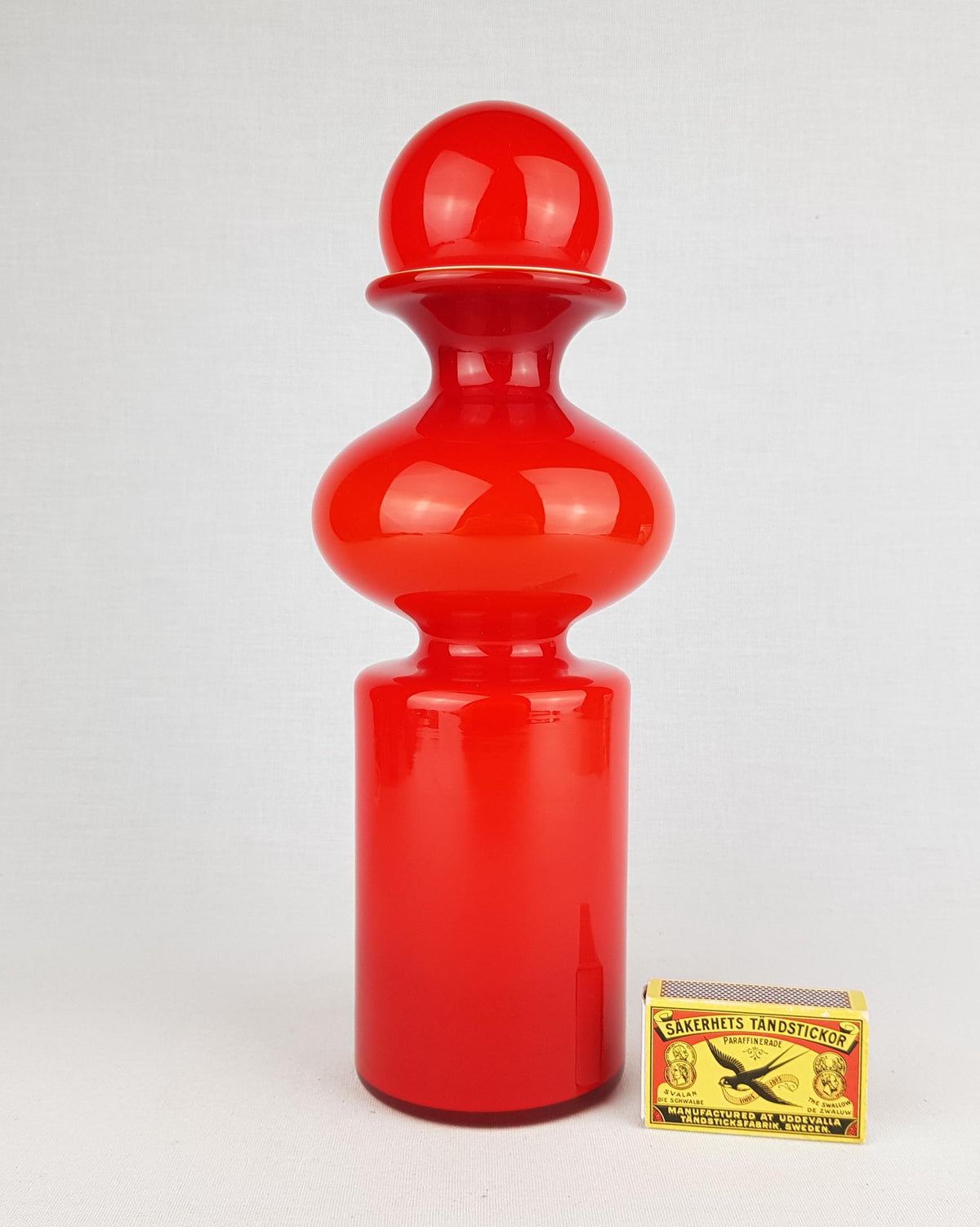 Vintage HOLMEGAARD Red Glass Carnaby Decanter Vase by Per Lutken Denmark 1960s