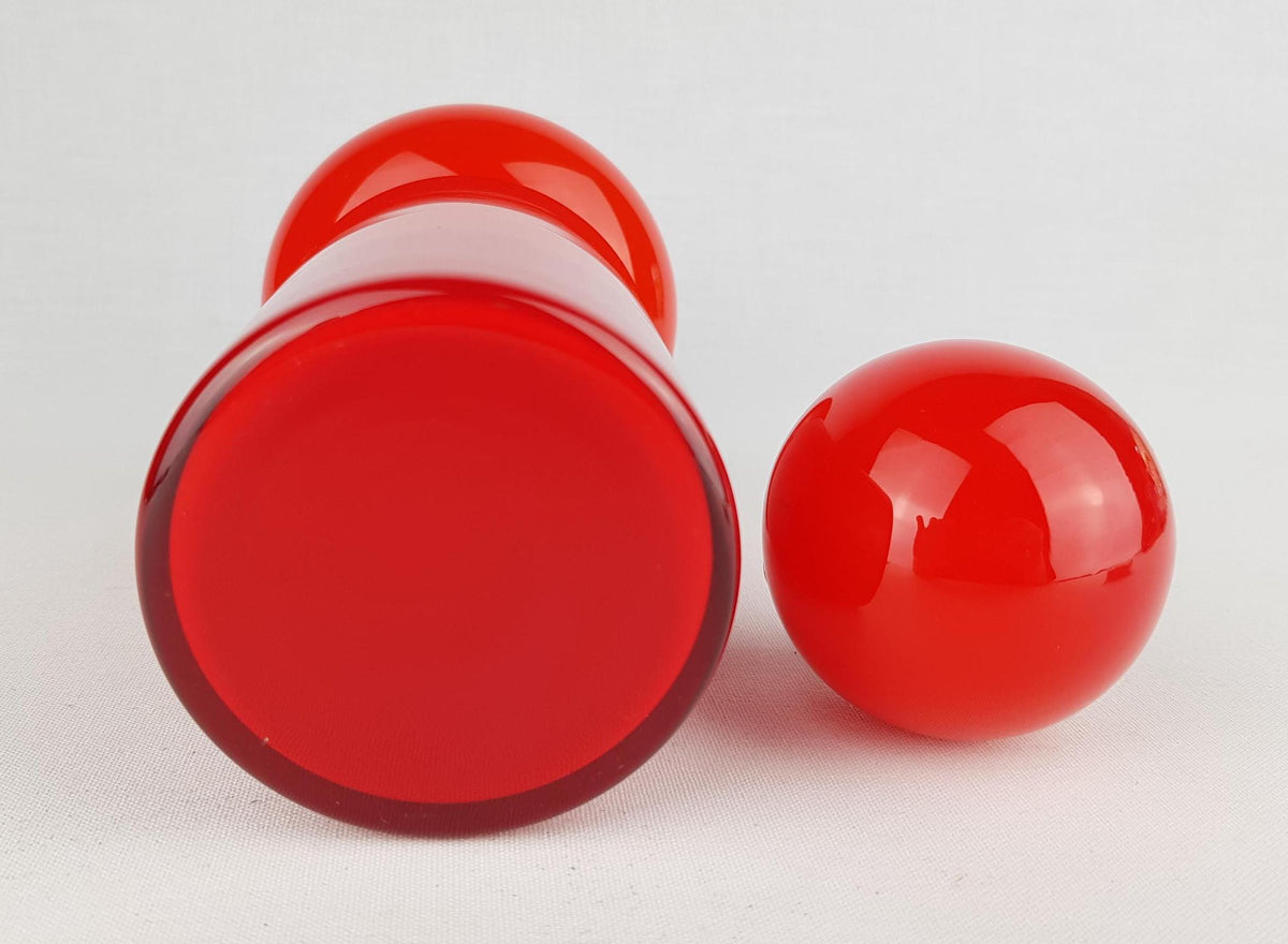 Vintage HOLMEGAARD Red Glass Carnaby Decanter Vase by Per Lutken Denmark 1960s