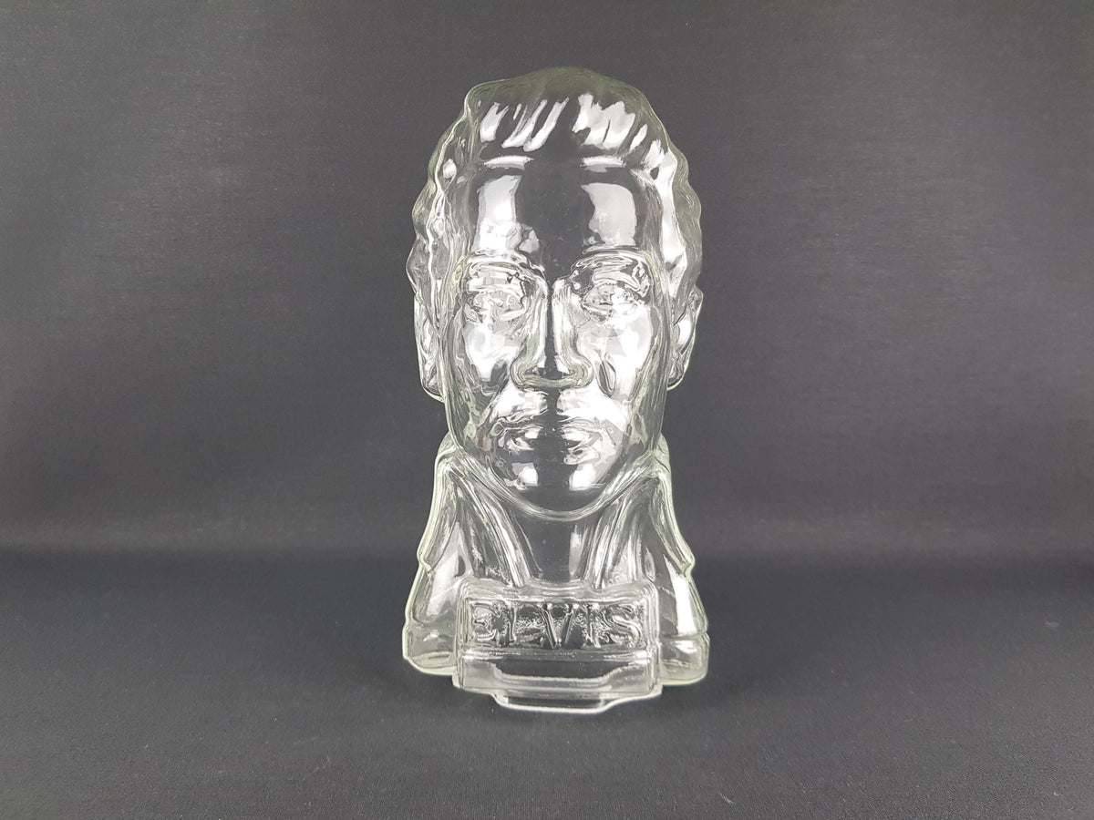 Vintage INGRID GLAS Glass Head Phone Holder, Hat Cap Wig Holder Glass Bust of the King of Rock'n Roll Elvis Presley West Germany 1960-70