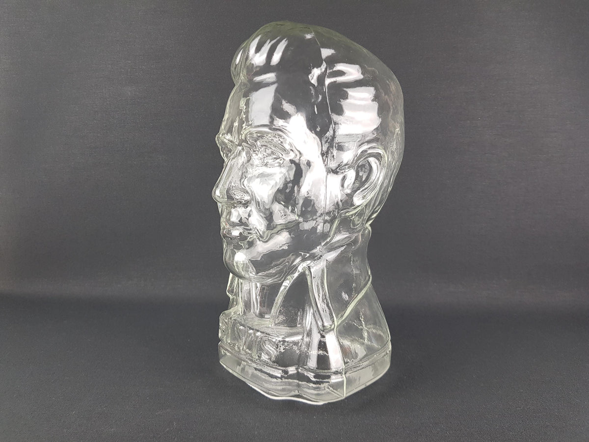 Vintage INGRID GLAS Glass Head Phone Holder, Hat Cap Wig Holder Glass Bust of the King of Rock'n Roll Elvis Presley West Germany 1960-70