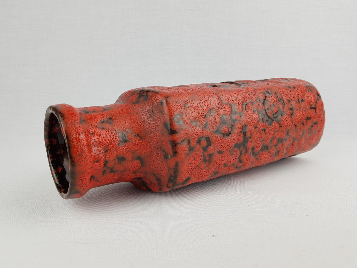 Vintage SCHEURICH KERAMIK Handled Red Vase with JURA decor 482-28 West German Pottery 1970s