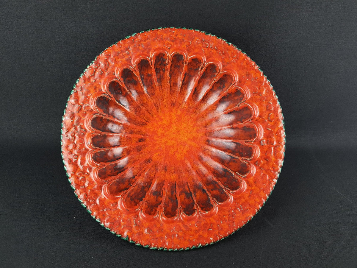 Vintage DÜMLER & BREIDEN Orange and Brown Bowl 56/30 from the Relief Series West German Pottery 1960s