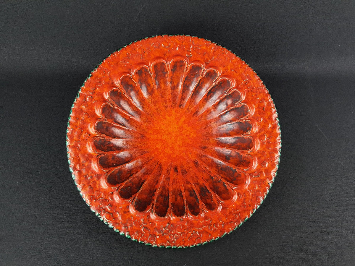 Vintage DÜMLER & BREIDEN Orange and Brown Bowl 56/30 from the Relief Series West German Pottery 1960s