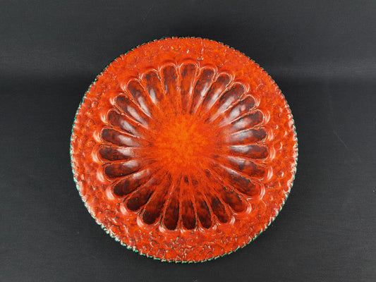 Vintage DÜMLER & BREIDEN Orange and Brown Bowl 56/30 from the Relief Series West German Pottery 1960s