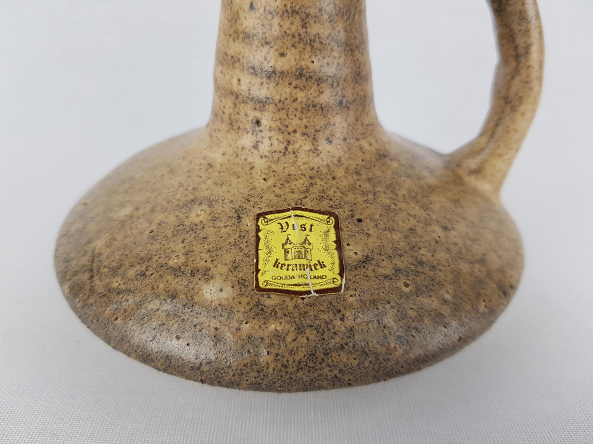 Vintage VEST KERAMIEK Handled Brown Vase Dutch Pottery B2 1970s