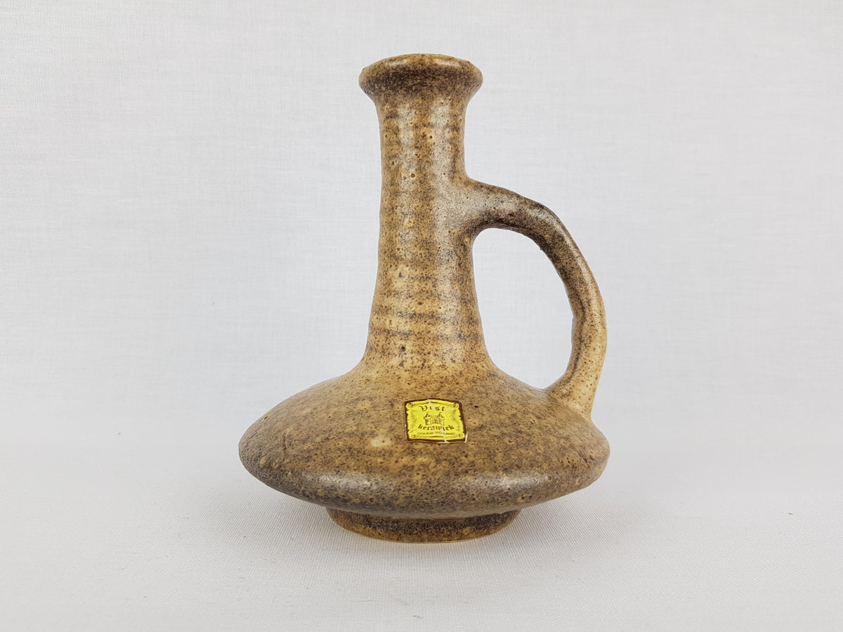 Vintage VEST KERAMIEK Handled Brown Vase Dutch Pottery B2 1970s