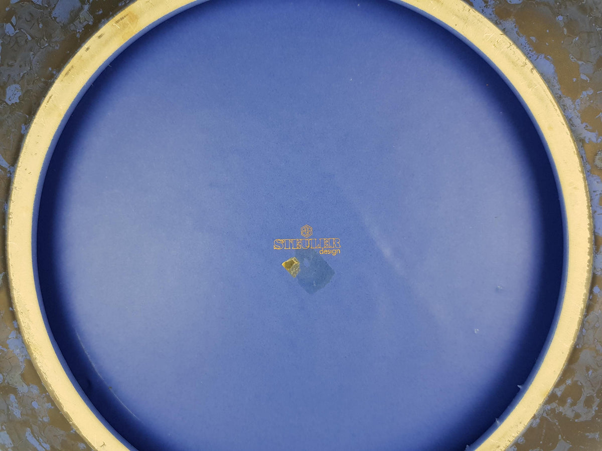 Large Vintage Steuler Design Bowl, Blue & Gray Mottled Glaze West German Pottery 1980s