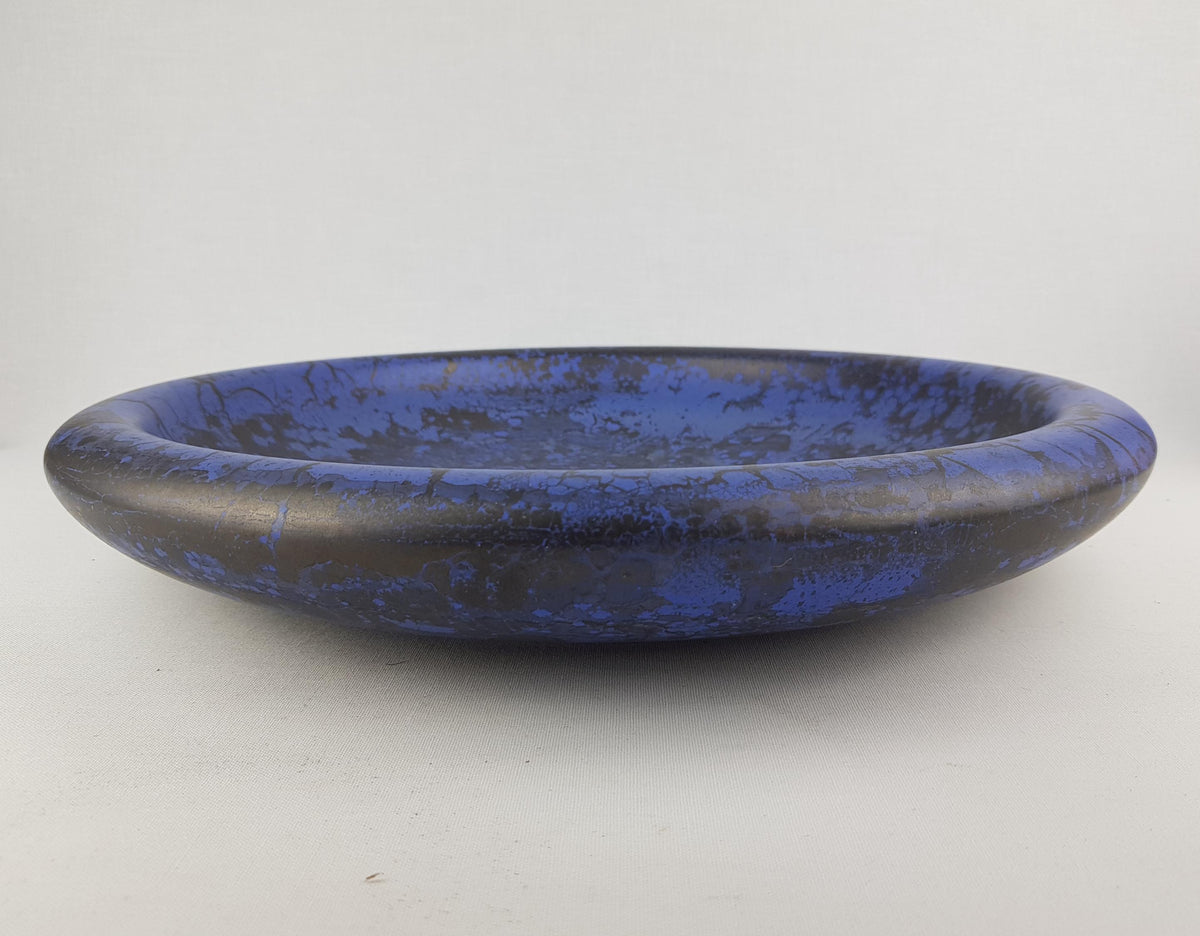 Large Vintage Steuler Design Bowl, Blue & Gray Mottled Glaze West German Pottery 1980s