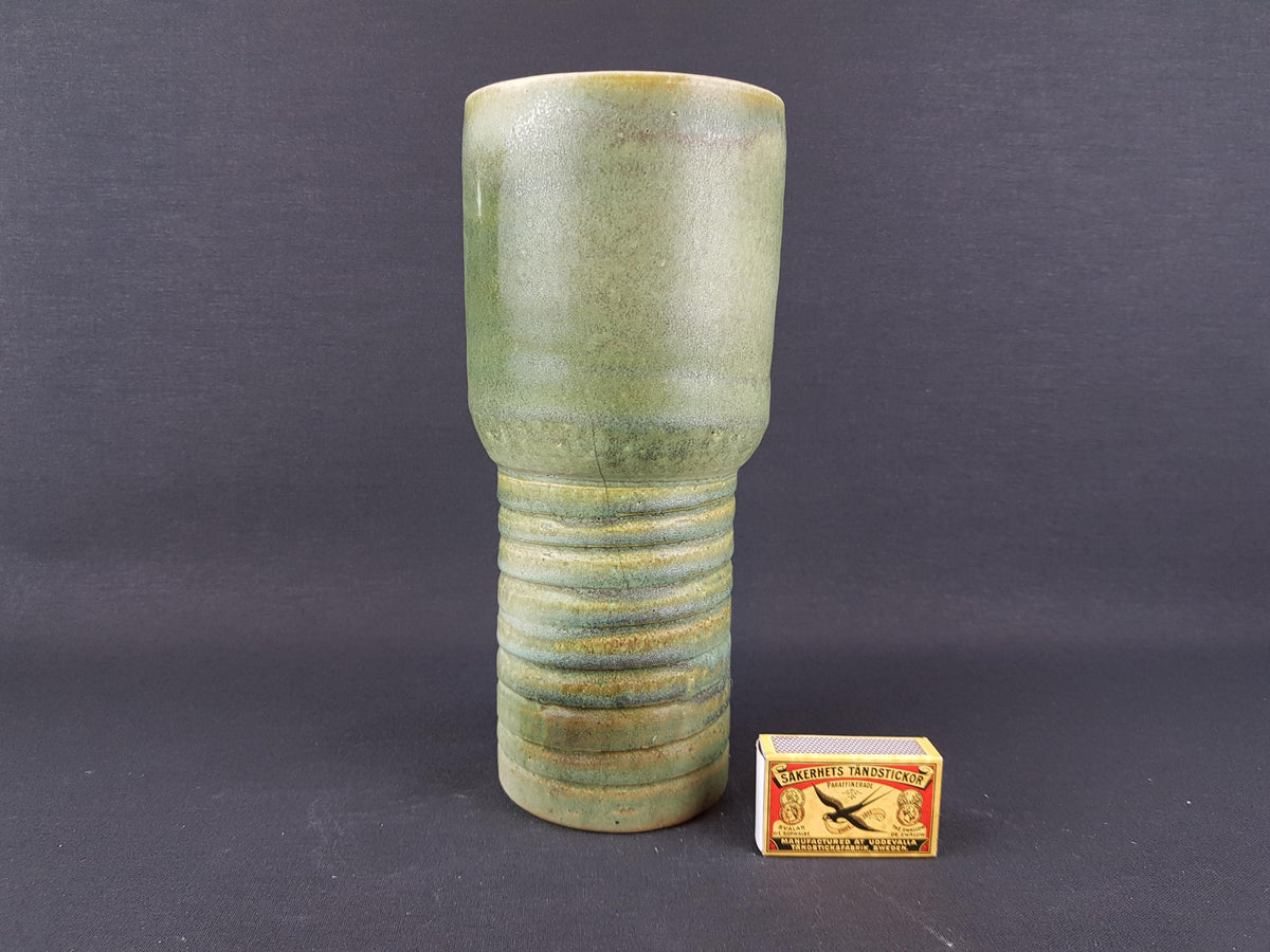 Vintage LORÉ KERAMIEK BEESEL Green Studio Vase Art Dutch Pottery 1970s