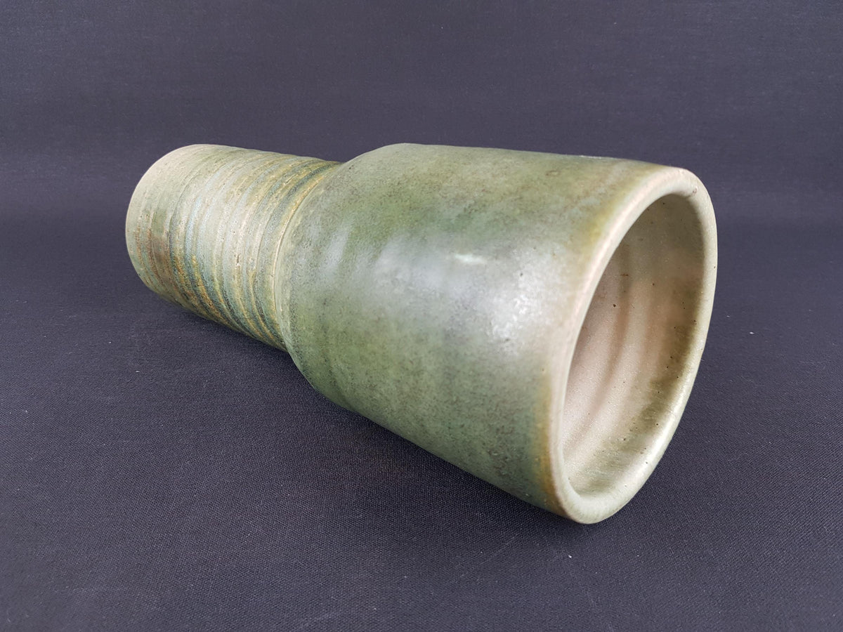 Vintage LORÉ KERAMIEK BEESEL Green Studio Vase Art Dutch Pottery 1970s