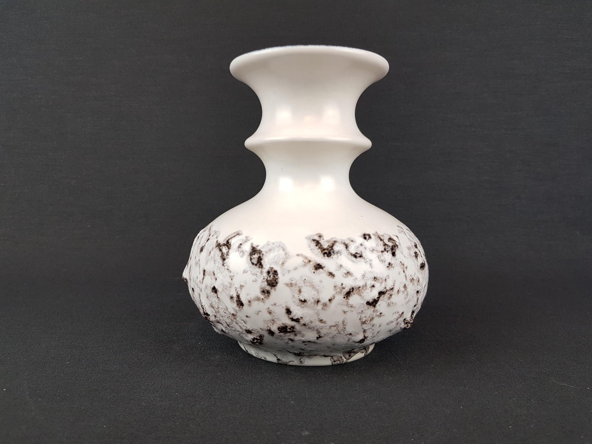 Vintage STEULER KERAMIK White and Black Fat Lava Vase 223-15 "Cascad" Series by Cari Zalloni West German Pottery 1969s