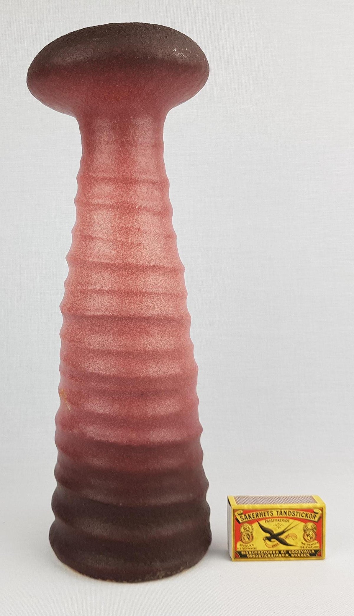Vintage VEST KERAMIEK Purple Pink Vase With Chrome Red Decor L3 Dutch Pottery 1970s