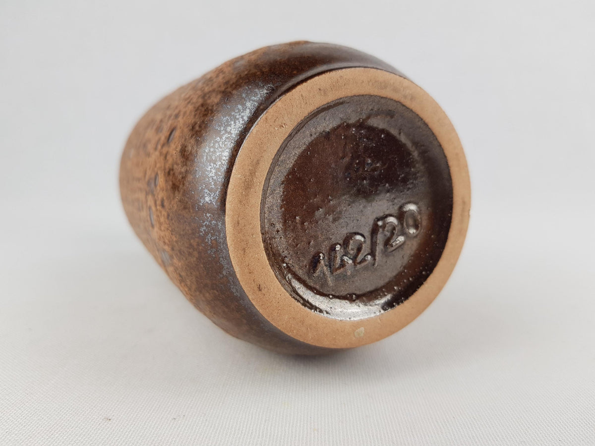 Vintage STEULER KERAMIK Brown Fat Lava Vase 142-20 West German Pottery 1960s