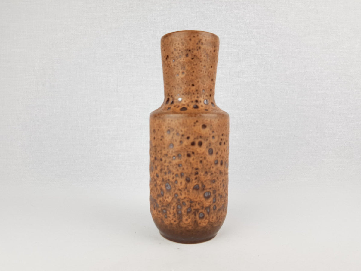 Vintage STEULER KERAMIK Brown Fat Lava Vase 142-20 West German Pottery 1960s