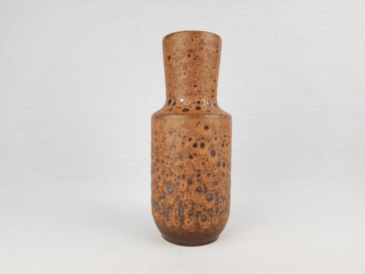 Vintage STEULER KERAMIK Brown Fat Lava Vase 142-20 West German Pottery 1960s
