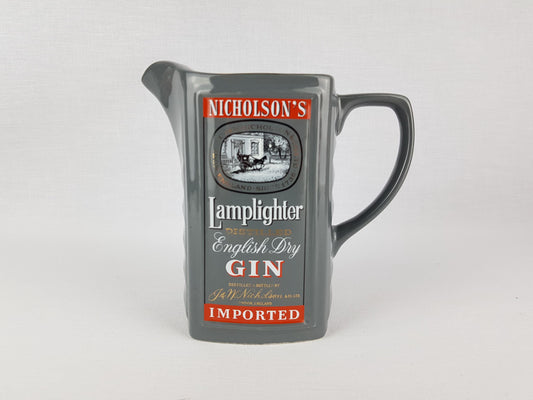 Vintage NICHOLSON'S LAMPLIGHTER Water Pitcher or Pub Jug by by Wade Regicor of England Nicholson's Dry Gin Promotional Pitcher