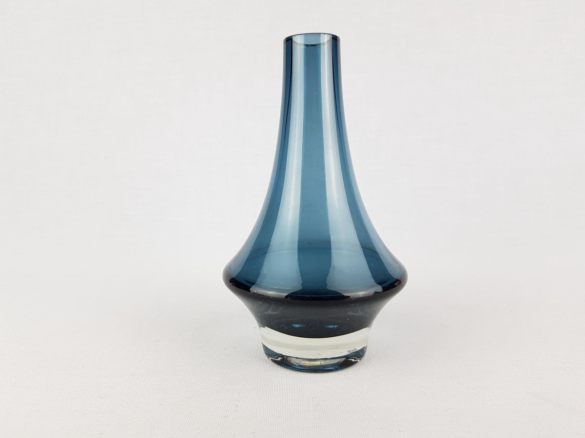 Vintage RIIHIMAEN LASI Blue/ Purple Glass Rocket Vase 1379 Finland Scandinavia 1970s