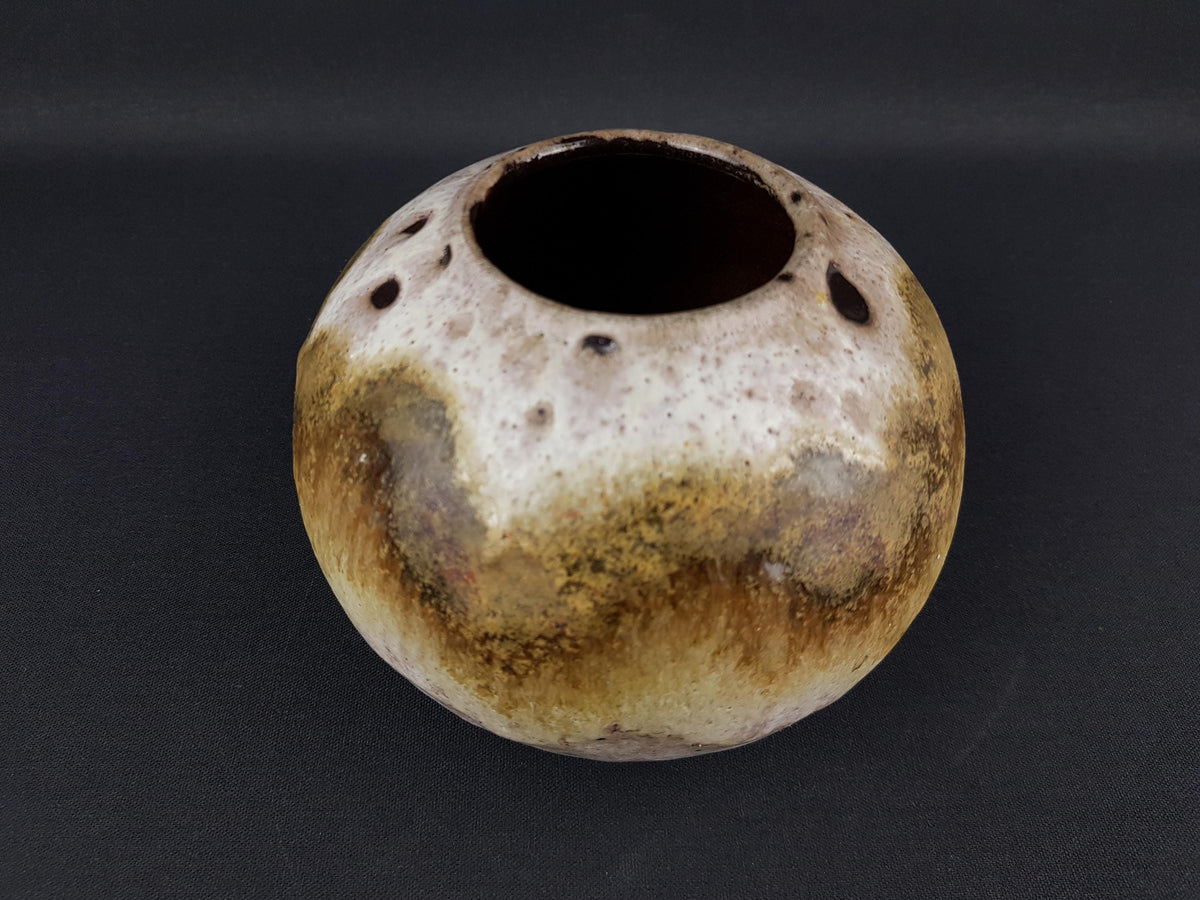 Vintage RUSCHA KERAMIK Brown and Beige Ball Vase 822/1 West German Pottery Fat Lava Era 1970s