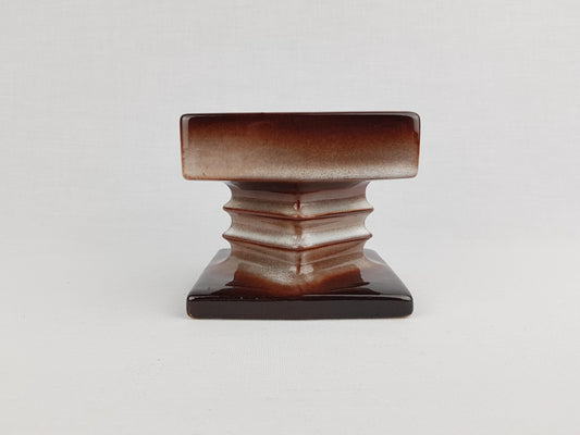 Vintage STEULER KERAMIK Stylish BrownCandle Holder 343-8 West German Pottery 1970s