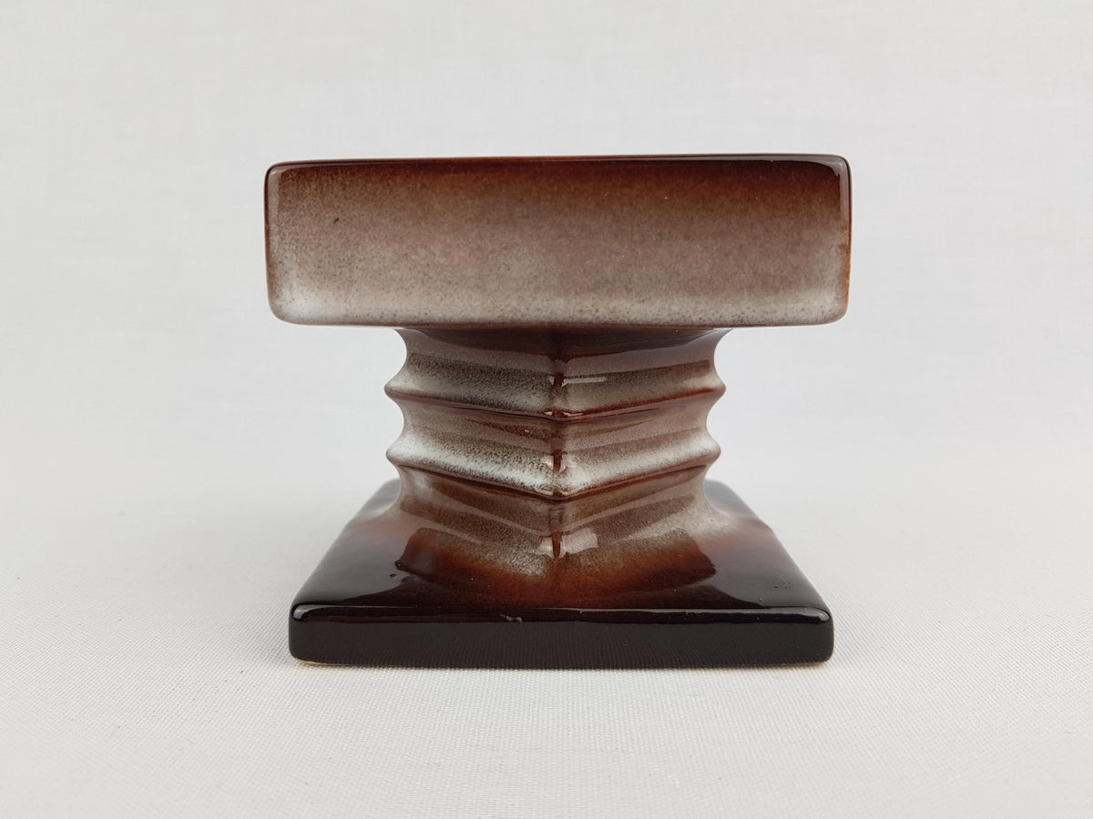Vintage STEULER KERAMIK Stylish BrownCandle Holder 343-8 West German Pottery 1970s