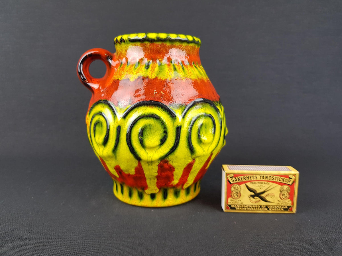 Vintage JASBA KERAMIK Yellow and Orange Vase from the Gotland Series N322 13 15 West German Pottery 1974