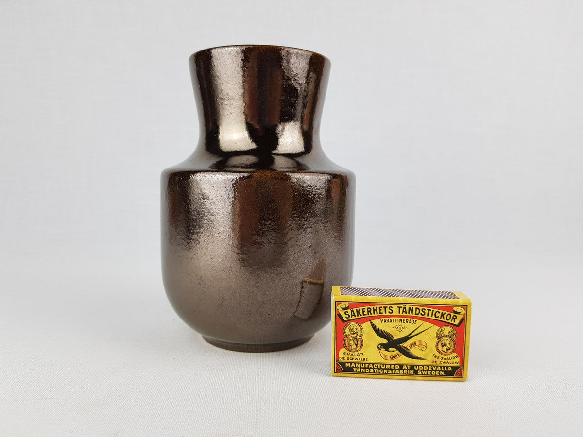 Vintage STEULER KERAMIK Brown Vase 140-15 West German Pottery 1960s