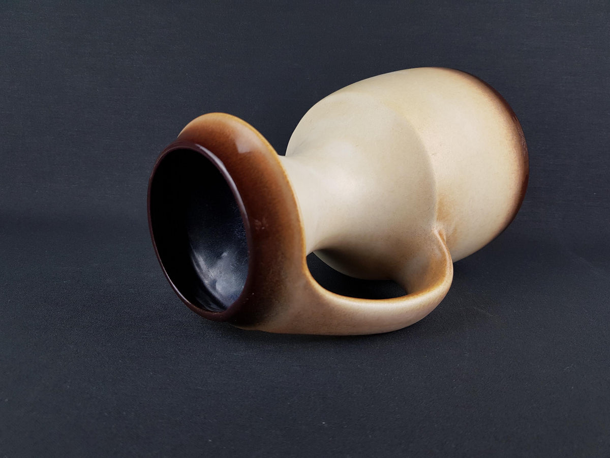 Vintage STEULER KERAMIK Handled Beige and Brown Vase 315-25 West German Pottery 1960s