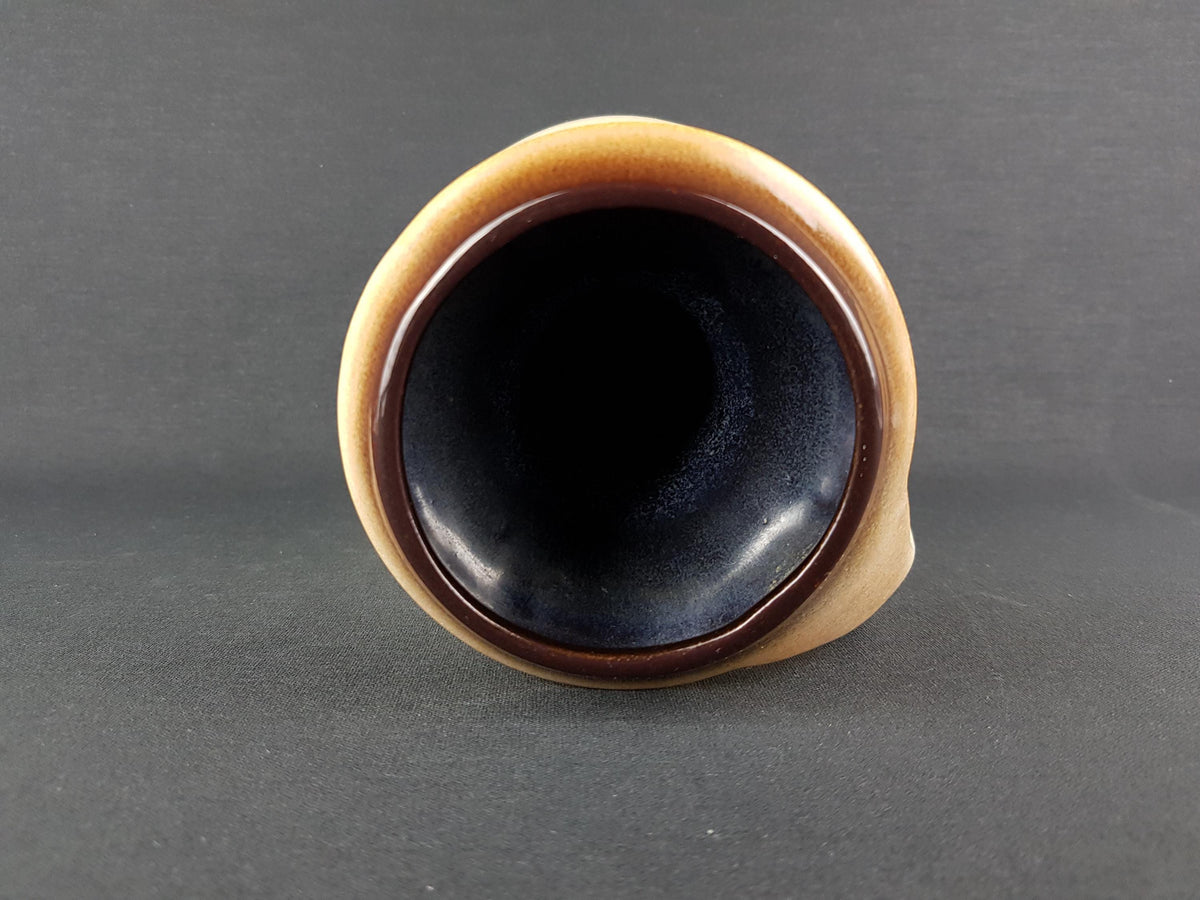 Vintage STEULER KERAMIK Handled Beige and Brown Vase 315-25 West German Pottery 1960s