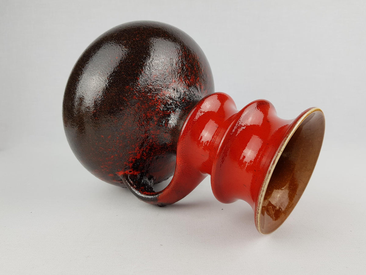 Vintage STEULER KERAMIK Vase "Cascad" Series |Cari Zalloni | Red Black vase 225-25 | West German Pottery 1969
