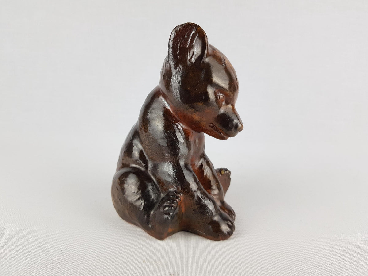 Vintage MOBACH Ceramic Brown Copper Figurine Bear from Dutch Studio Pottery Utrecht by Klaas II Mobach 1938