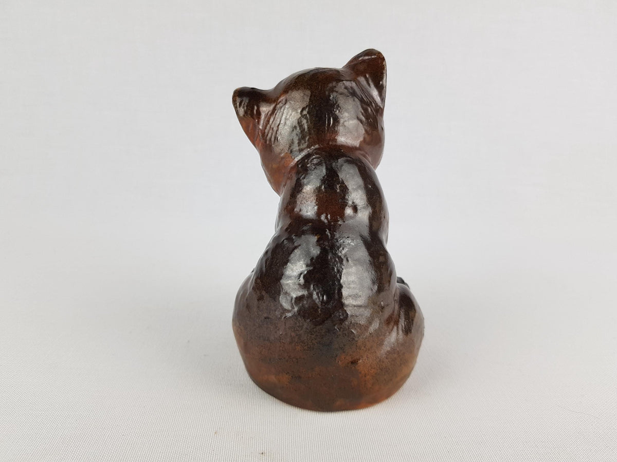 Vintage MOBACH Ceramic Brown Copper Figurine Bear from Dutch Studio Pottery Utrecht by Klaas II Mobach 1938
