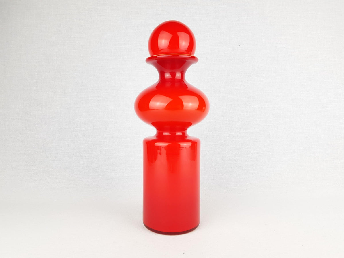 Vintage HOLMEGAARD Red Glass Carnaby Decanter Vase by Per Lutken Denmark 1960s