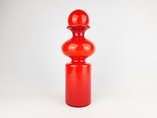 Vintage HOLMEGAARD Red Glass Carnaby Decanter Vase by Per Lutken Denmark 1960s