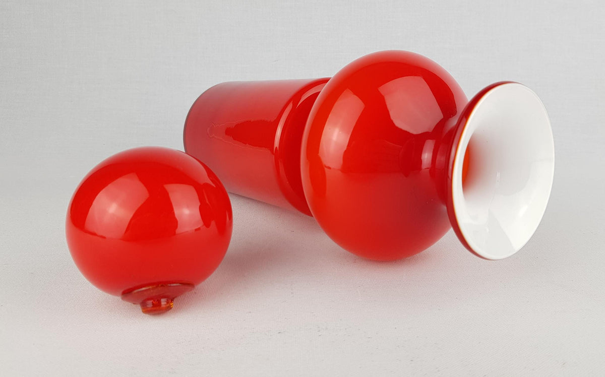 Vintage HOLMEGAARD Red Glass Carnaby Decanter Vase by Per Lutken Denmark 1960s